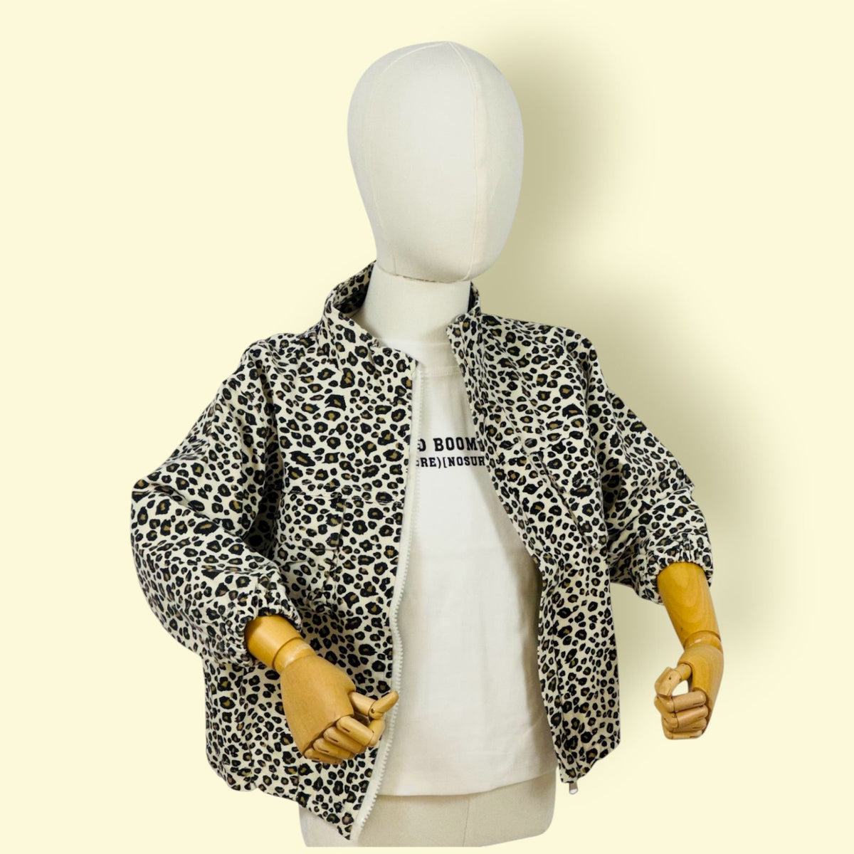 2Pc Unisex Kids Leopard Print Jacket with Inner T-Shirt Set