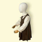 Stylish Girls Brown Layered Frock with Cream Puff Sleeves