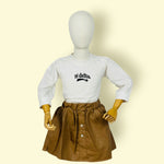 Stylish Girls 3-Piece Set Faux Leather Skirt Set with Jacket & White Top