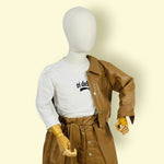 Stylish Girls 3-Piece Set Faux Leather Skirt Set with Jacket & White Top