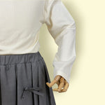 3Pc Girls’ Grey Pleated Skirt & Cream Top with Knitted Lace Vest Set