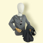 2Pc Girls Grey Polka Dot Dress with Matching Inner Top Set