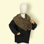 2Pc Unisex Oversized Black Sweatshirt with Detachable Leopard Print Hoodie Set