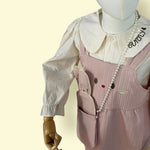 Cute Girls 3-Piece Pink Pinafore Dress Set with White Shirt and Matching Bag