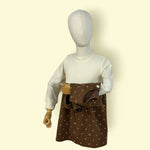 Brown Polka Dot 2-Piece Dress Set for Girls | Long Sleeve Top & Sleeveless Outer Dress