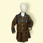 Trendy Leopard Print 2-Piece Skirt & Jacket Set for Girls – Stylish Winter Outfit with Faux Leather Detail
