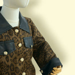 Trendy Leopard Print 2-Piece Skirt & Jacket Set for Girls – Stylish Winter Outfit with Faux Leather Detail