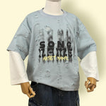 Unisex Layered Distressed T-Shirt – “Song Name” Printed Top with Streetwear Style