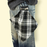 Unisex Distressed Full-Length Denim Jeans with Elastic Waist