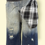 Unisex Distressed Full-Length Denim Jeans with Elastic Waist