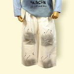 Kids White Paint Splatter Full-Length Pants with Elastic Waist – Trendy Streetwear Style
