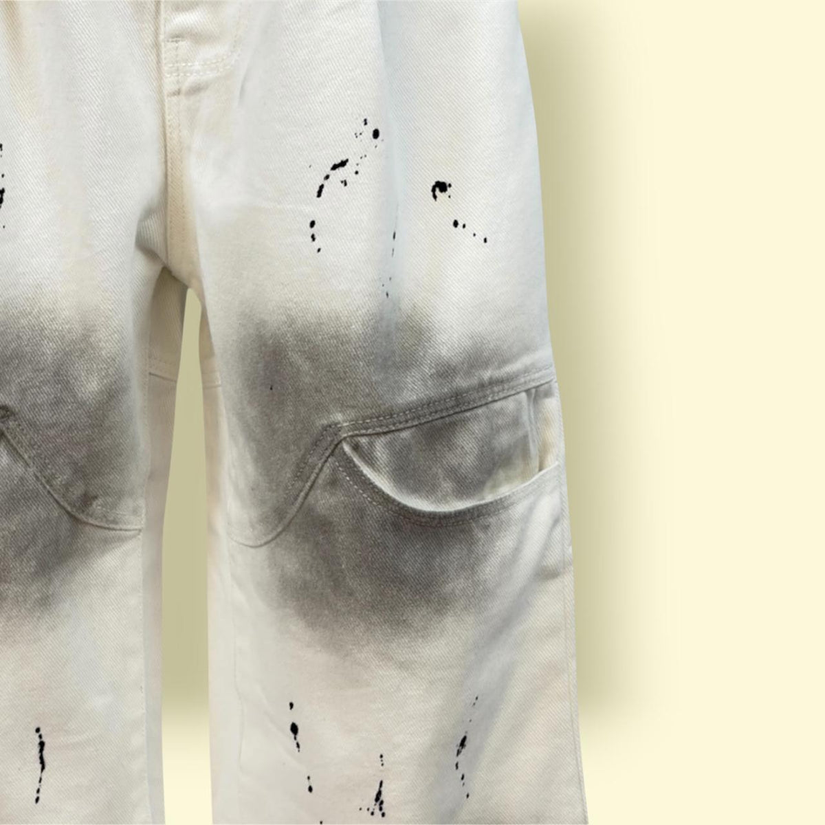 Kids White Paint Splatter Full-Length Pants with Elastic Waist – Trendy Streetwear Style