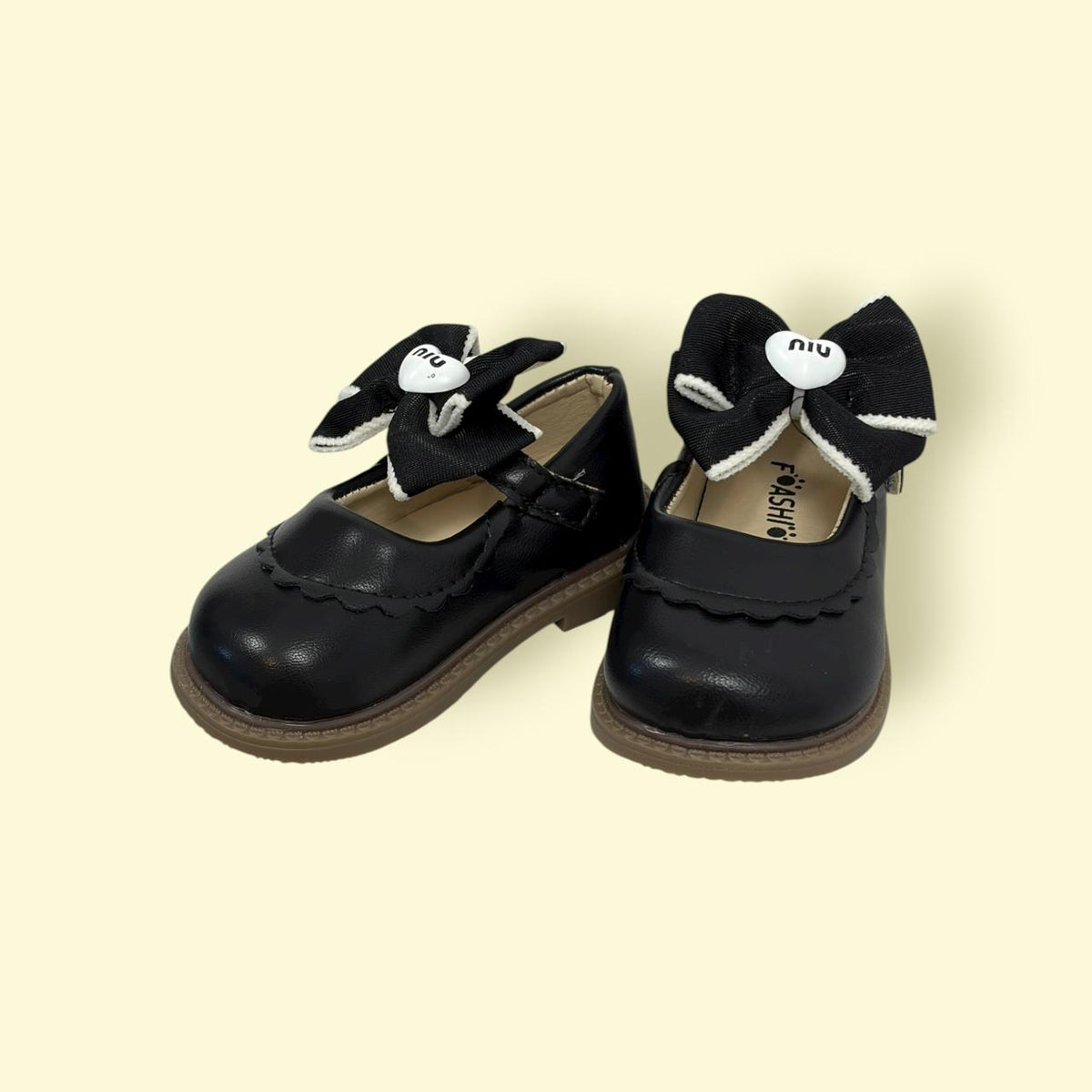 Girls Black Bow Party Shoes | Cute & Comfortable Dress Shoes | With Sticker