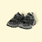 Kids Grey & Black Rugged Sports Sneakers | Heavy-Duty Outdoor Shoes | With Lays & Sticker