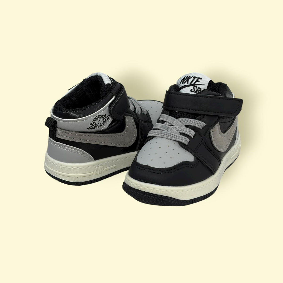 Kids Stylish Black & Grey Sports Sneakers | Comfortable & Durable | With Lays & Sticker
