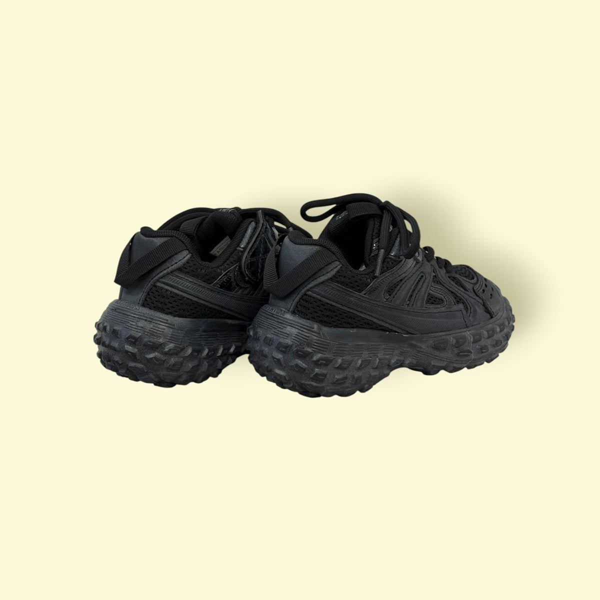 Black Chunky Trail Sneakers for Men & Women – Dual Closure (Lace & Sticker Strap) | Trendy All-Terrain Shoes