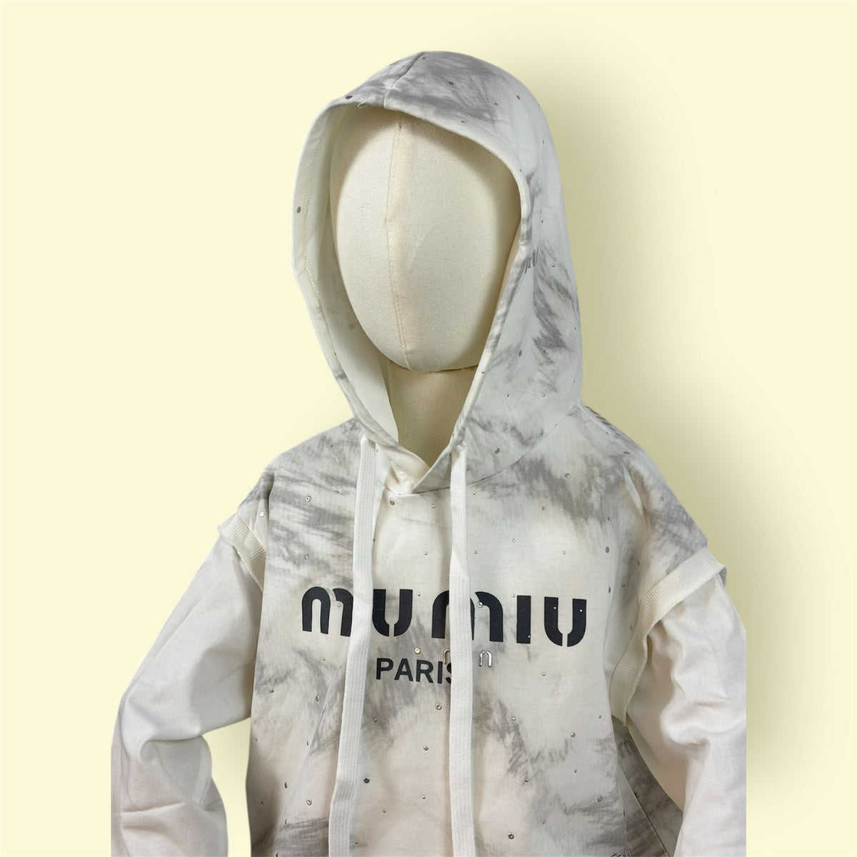 Kids’ White Printed Hooded Sweatshirt