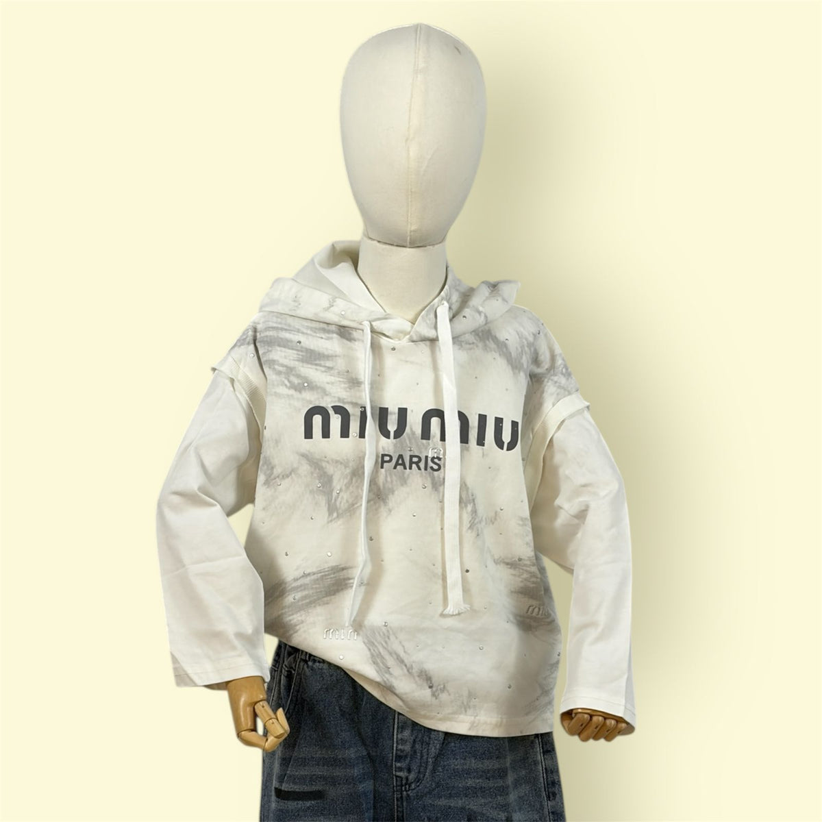 Kids’ White Printed Hooded Sweatshirt