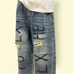 Kids’ Elastic Waist Printed Distressed Denim Jeans
