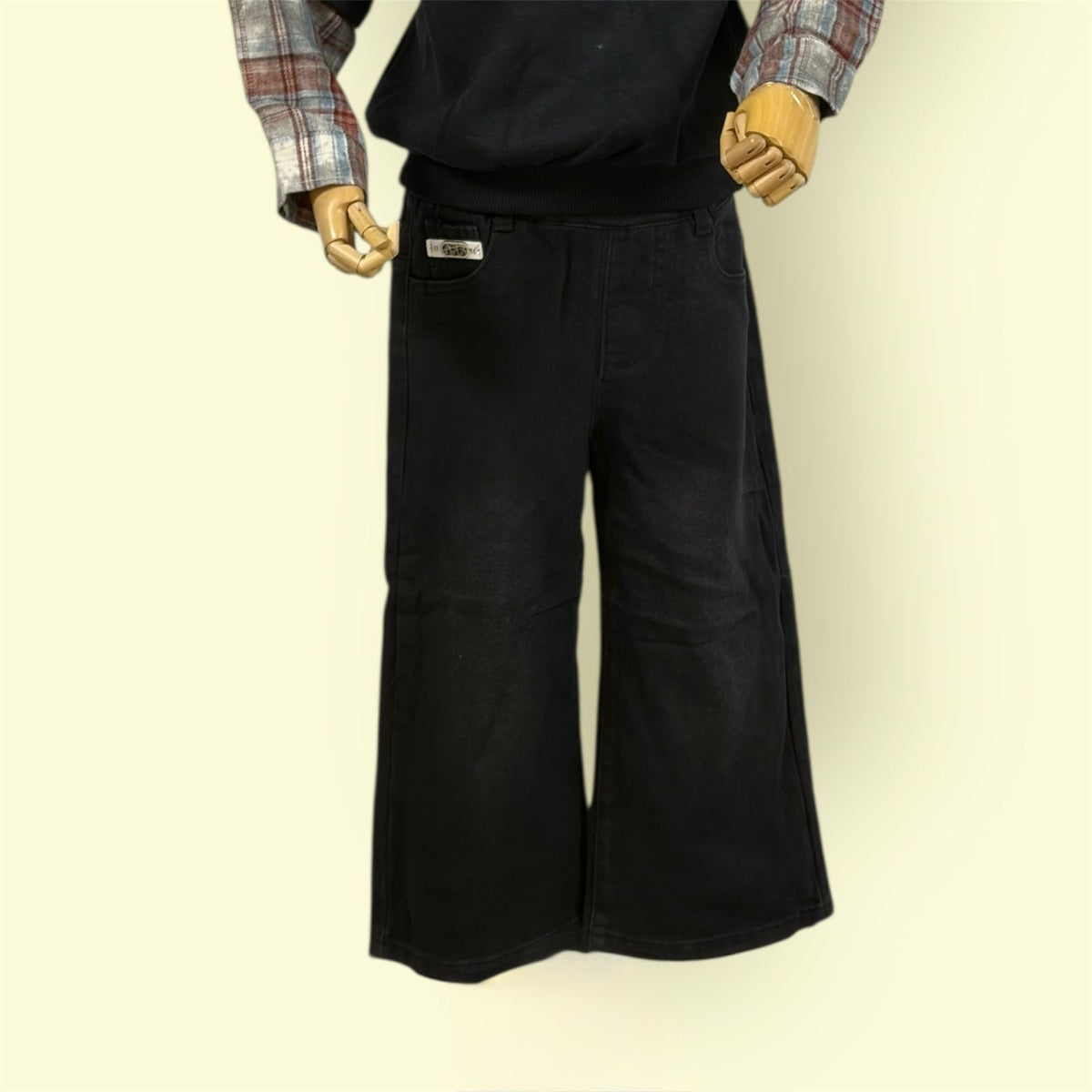 Kids Black Wide-Leg Pants with Elastic Waist