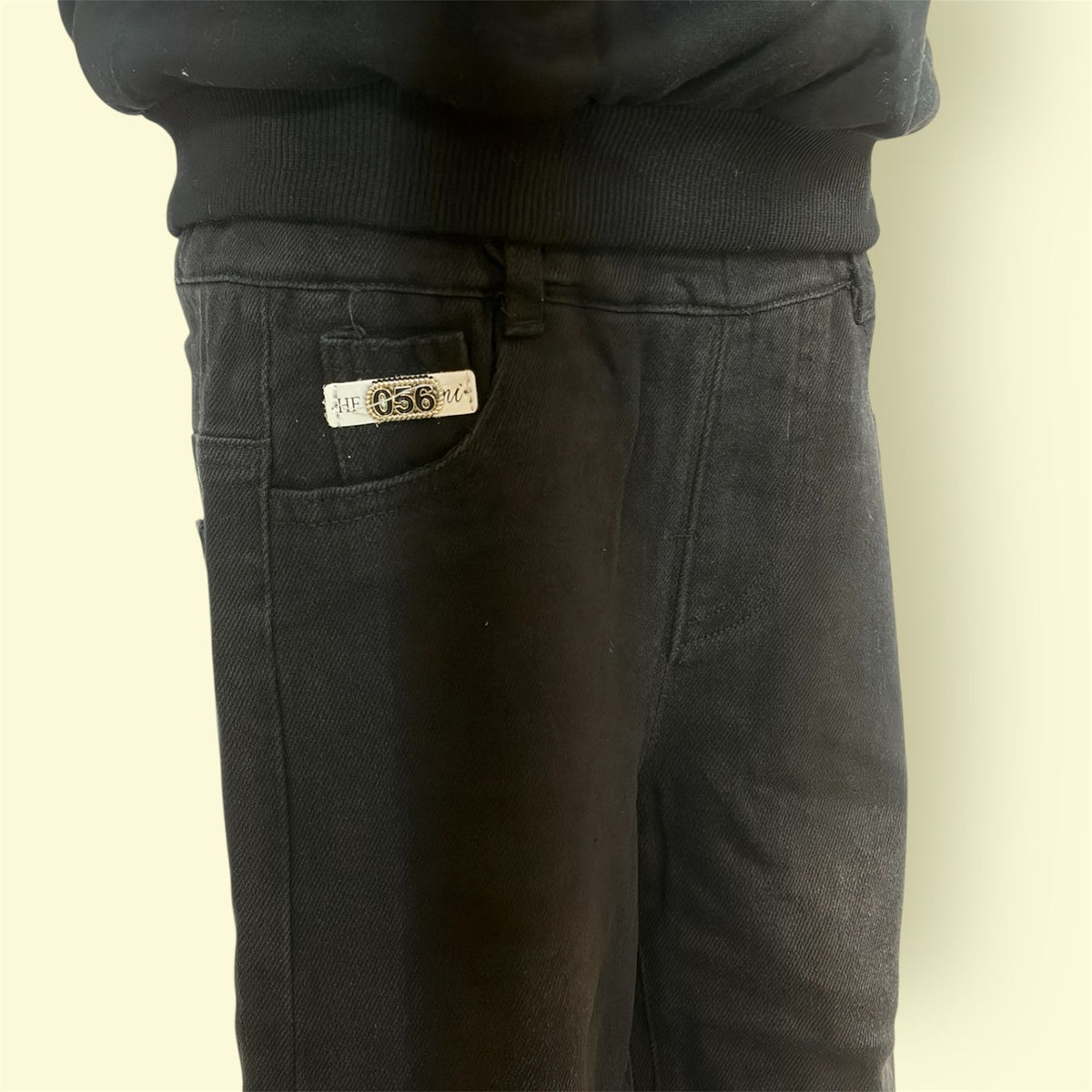 Kids Black Wide-Leg Pants with Elastic Waist