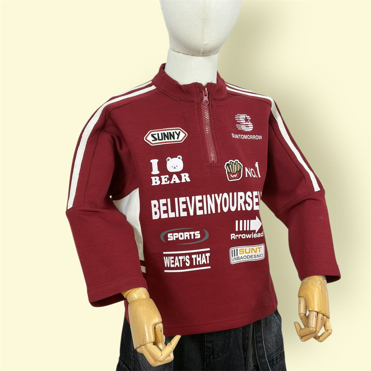 Kids Printed Half Zip Sweatshirt