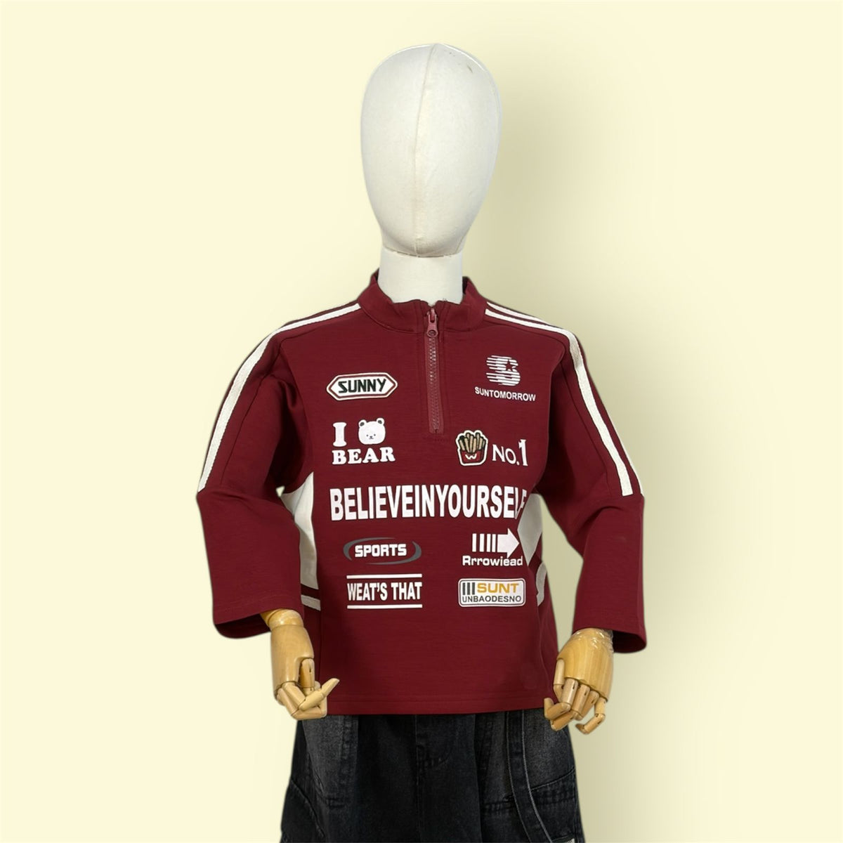 Kids Printed Half Zip Sweatshirt