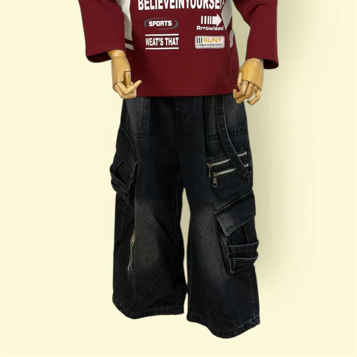 Kids Elastic Waist Cargo Jeans