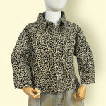 Kids Leopard Print Shirt with Front Pocket and Button Closure