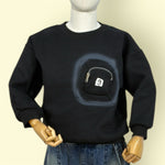 Kids Black Sweatshirt with Front Zipper Pocket Design