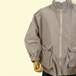 Kids Beige Zipper Jacket with Front Pockets and Elastic Cuffs