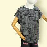 Kids Dark Grey Printed T-Shirt | Soft Cotton Casual Wear for Boys & Girls | Trendy Text Print Top