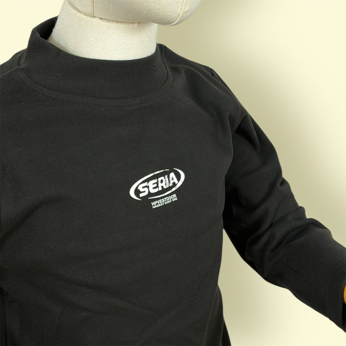 Kids Black Full Sleeve T-Shirt with White Logo | Soft Cotton Casual Top for Boys & Girls