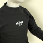 Kids Black Full Sleeve T-Shirt with White Logo | Soft Cotton Casual Top for Boys & Girls
