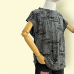 Kids Dark Grey Printed T-Shirt | Soft Cotton Casual Wear for Boys & Girls | Trendy Text Print Top