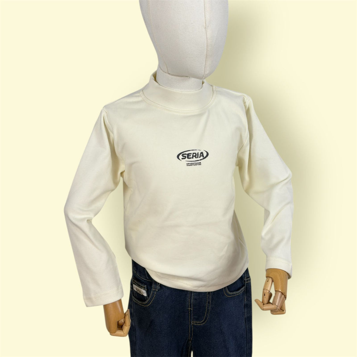 Kids Off-White Full Sleeve T-Shirt with Black Logo | Soft Cotton Casual Top for Boys & Girls