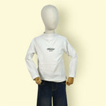 Kids White High Neck Printed Full Sleeve T-Shirt