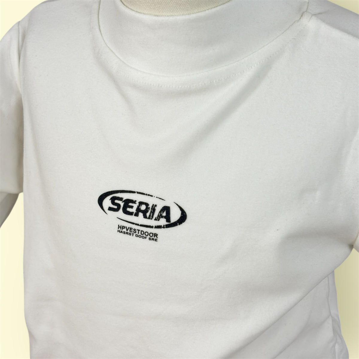 Kids White High Neck Printed Full Sleeve T-Shirt