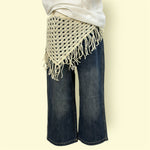 Stylish Elastic Waist Wide-Leg Kids Jeans with Crochet Wrap | Trendy Casual Denim Pants for Boys &Girls