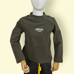 Olive Green Full Sleeve Kids T-Shirt with Printed Logo | Stylish Casual Top for Boys & Girls