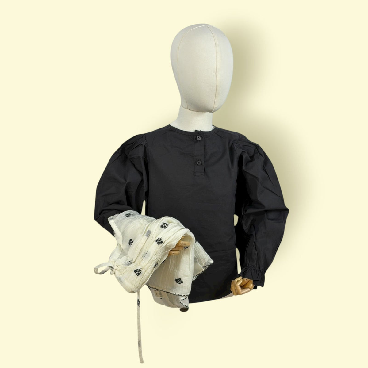 Black & White 2-Piece Layered Embroidered Frock