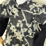Elegant Black & Beige Puff-Sleeve Printed Frock