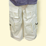 Elastic-Waist Boys and Girls White Cargo Pants with Multiple Pockets – Loose Fit Utility Style Bottoms