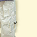 Elastic-Waist Boys and Girls White Cargo Pants with Multiple Pockets – Loose Fit Utility Style Bottoms