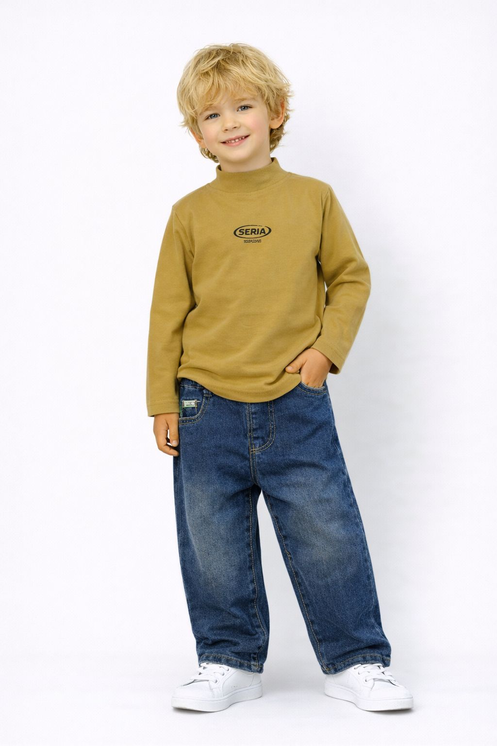 Kids Blue Elastic Waist Denim Jeans