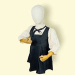 Stylish Girls Grey Layered Frock with Cream Puff Sleeves