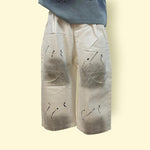 Kids White Paint Splatter Full-Length Pants with Elastic Waist – Trendy Streetwear Style