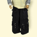 Elastic-Waist Unisex Black Multi-Pocket Cargo Pant with Elastic Waist