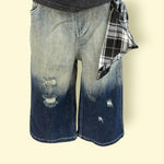 Unisex Distressed Full-Length Denim Jeans with Elastic Waist