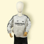 Unisex Grey Printed Sweatshirt with Black Stripes – Casual Premier League Pullover